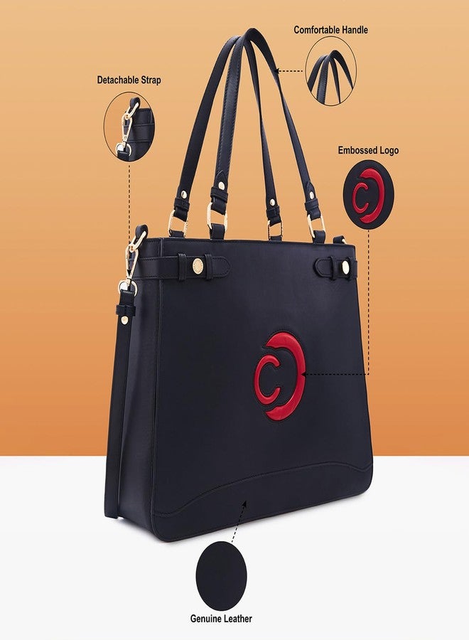 Caprese Minimal Formal Tote Bag for Women (Medium, Black) - Image 5